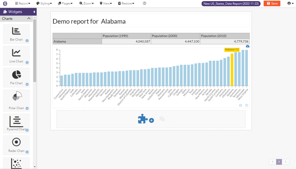 Report Builder for ArcGIS demo report edited bar chart